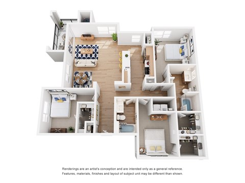 Floor plan for 3 beds, 2 baths, 1548 sqft